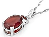Red Hessonite Garnet Rhodium Over Sterling Silver Pendant With Chain 5.58ctw