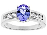 Blue tanzanite rhodium over sterling silver ring 1.48ctw