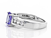 Blue tanzanite rhodium over sterling silver ring 1.48ctw