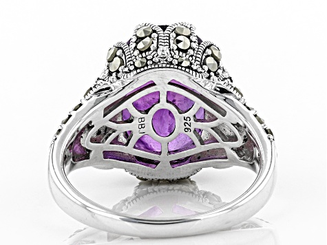 Purple amethyst rhodium over sterling silver ring 4.89ct