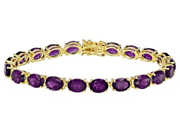 Picture of Purple Amethyst 18k Yellow Gold Over Silver Bracelet 22.10ctw