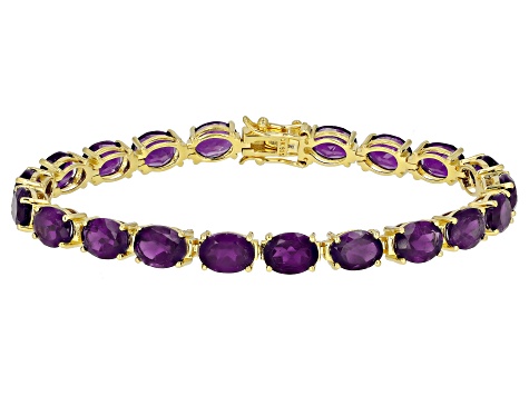 Purple Amethyst 18k Yellow Gold Over Silver Bracelet 22.10ctw