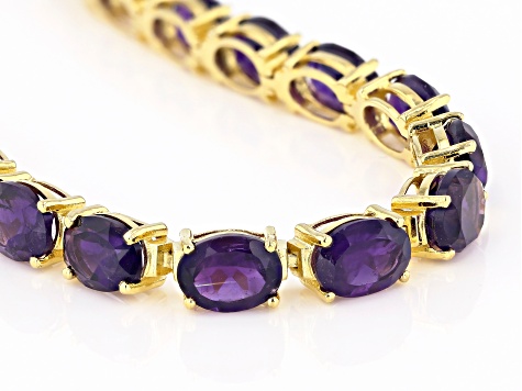 Purple Amethyst 18k Yellow Gold Over Silver Bracelet 22.10ctw