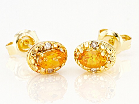 Orange Spessartite 18k Gold Over Silver Earrings .59ctw