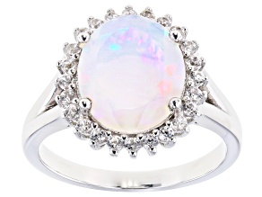 Multi-color Opal Rhodium Over Silver Ring 2.52ctw