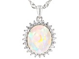 Multi-color Opal Rhodium Over Silver Pendant With Chain 2.52ctw