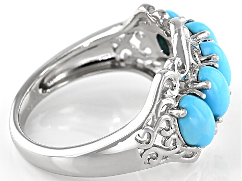 Blue Sleeping Beauty Turquoise rhodium over sterling silver ring