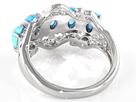 Blue Sleeping Beauty Turquoise rhodium over sterling silver ring