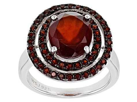 Hessonite Garnet Rhodium Over Sterling Silver Ring 4.83ctw