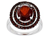 Hessonite Garnet Rhodium Over Sterling Silver Ring 4.83ctw