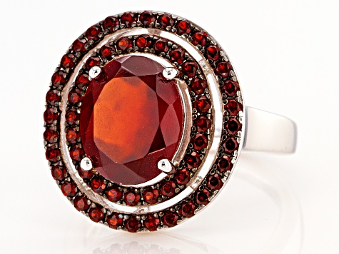 Hessonite Garnet Rhodium Over Sterling Silver Ring 4.83ctw