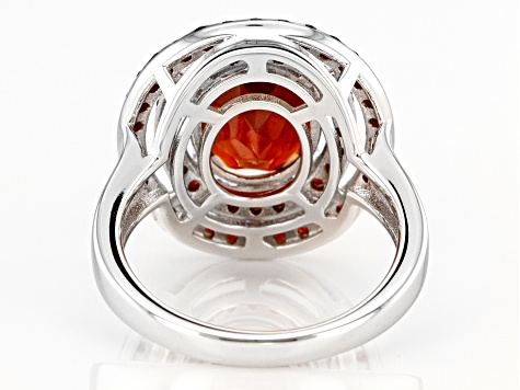 Hessonite Garnet Rhodium Over Sterling Silver Ring 4.83ctw