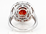 Hessonite Garnet Rhodium Over Sterling Silver Ring 4.83ctw