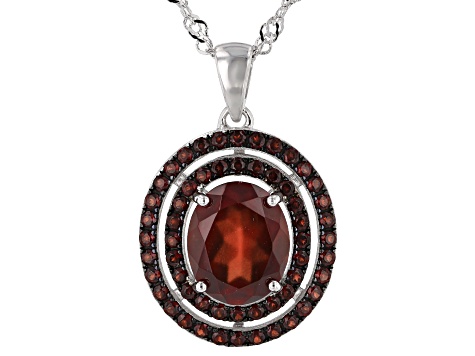 Hessonite Garnet Rhodium Over Sterling Silver Pendant With Chain 4.65ctw