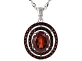 Hessonite Garnet Rhodium Over Sterling Silver Pendant With Chain 4.65ctw