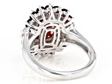 Red Hessonite Garnet Rhodium Over Sterling Silver Ring 4.88ctw