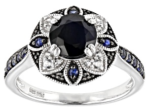 Blue Sapphire Rhodium Over Sterling Silver Ring 1.75ctw