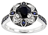 Blue Sapphire Rhodium Over Sterling Silver Ring 1.75ctw