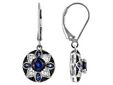 Blue Sapphire Rhodium Over Sterling Dangle Earrings 1.50ctw