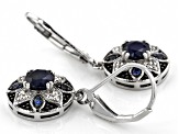Blue Sapphire Rhodium Over Sterling Dangle Earrings 1.50ctw