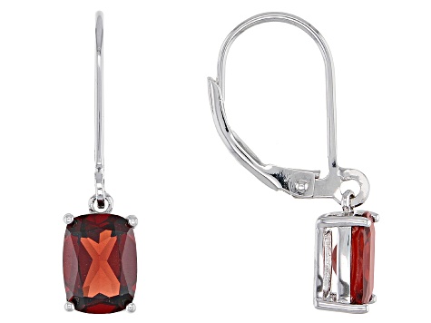 Red Garnet Rhodium Over Silver Earrings 3.40ctw