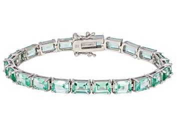 Picture of Green Lab Created Spinel Rhodium Over Silver Bracelet 17.87ctw