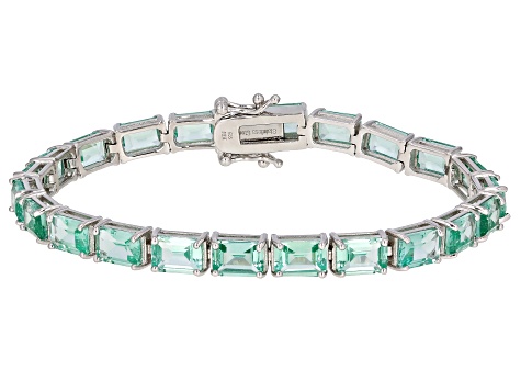 Green Lab Created Spinel Rhodium Over Silver Bracelet 17.87ctw