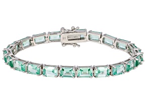 Green Lab Created Spinel Rhodium Over Silver Bracelet 17.87ctw