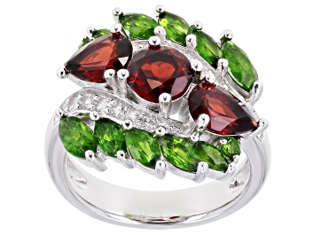 Picture of Red Garnet Rhodium Over Silver Ring 4.07ctw