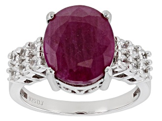 Red Indian Ruby Rhodium Over Sterling Silver Ring 6.29ctw