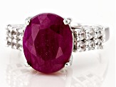 Red Indian Ruby Rhodium Over Sterling Silver Ring 6.29ctw