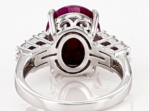 Red Indian Ruby Rhodium Over Sterling Silver Ring 6.29ctw