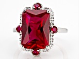 Lab Created Ruby With Lab Sapphire Rhodium Over Sterling Silver Ring 6.72ctw