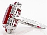 Lab Created Ruby With Lab Sapphire Rhodium Over Sterling Silver Ring 6.72ctw