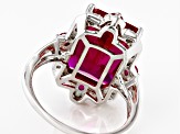 Lab Created Ruby With Lab Sapphire Rhodium Over Sterling Silver Ring 6.72ctw