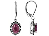 Red Indian Ruby Rhodium Over Silver Dangle Earrings 2.84ctw