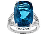 London Blue Topaz Platinum Over Sterling Silver Ring 14.39ctw
