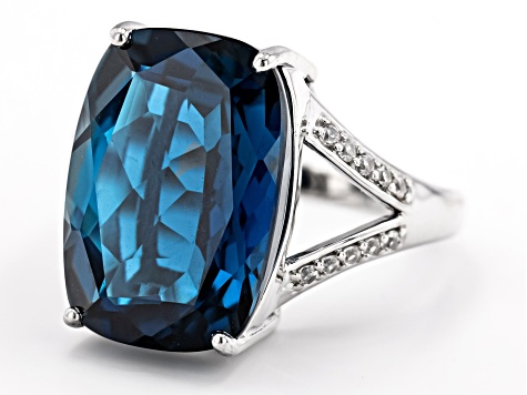 London Blue Topaz Platinum Over Sterling Silver Ring 14.39ctw