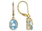 Sky Blue Topaz 18k Yellow Gold Over Sterling Silver Dangle Earrings 3.91ctw