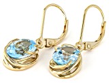 Sky Blue Topaz 18k Yellow Gold Over Sterling Silver Dangle Earrings 3.91ctw