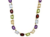Multi-Gemstone 18K Yellow Gold Over Sterling Silver Tennis Necklace 38.68ctw