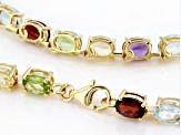Multi-Gemstone 18K Yellow Gold Over Sterling Silver Tennis Necklace 38.68ctw