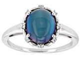 Aurora Moonstone Rhodium Over Sterling Silver Ring 0.07ctw