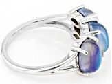 Aurora Moonstone Rhodium Over Sterling Silver Ring 0.03ctw