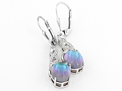 Aurora Moonstone Rhodium Over Sterling Silver Earrings 0.22ctw