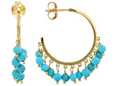 Blue Sleeping Beauty Turquoise 18K Yellow Gold Over Sterling Silver Hoop Earrings