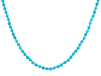 Picture of Blue Sleeping Beauty Turquoise 18k Yellow Gold Over Sterling Silver Beaded Necklace 3.5-4mm