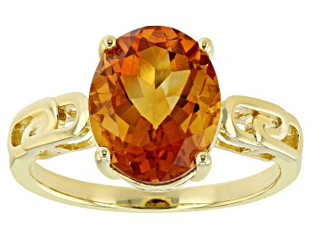 Picture of Orange Oval Madeira Citrine 18K Yellow Gold Over Sterling Silver Ring 2.98ct