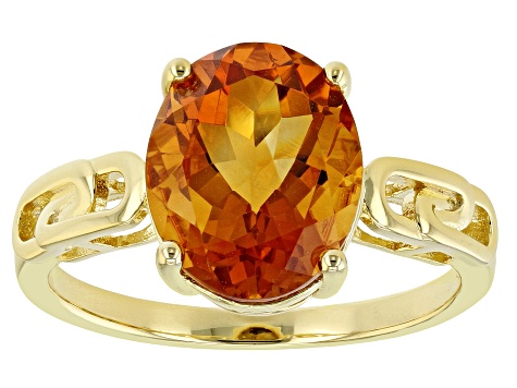 Orange Oval Madeira Citrine 18K Yellow Gold Over Sterling Silver Ring 2.98ct