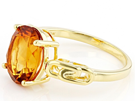 Orange Oval Madeira Citrine 18K Yellow Gold Over Sterling Silver Ring 2.98ct